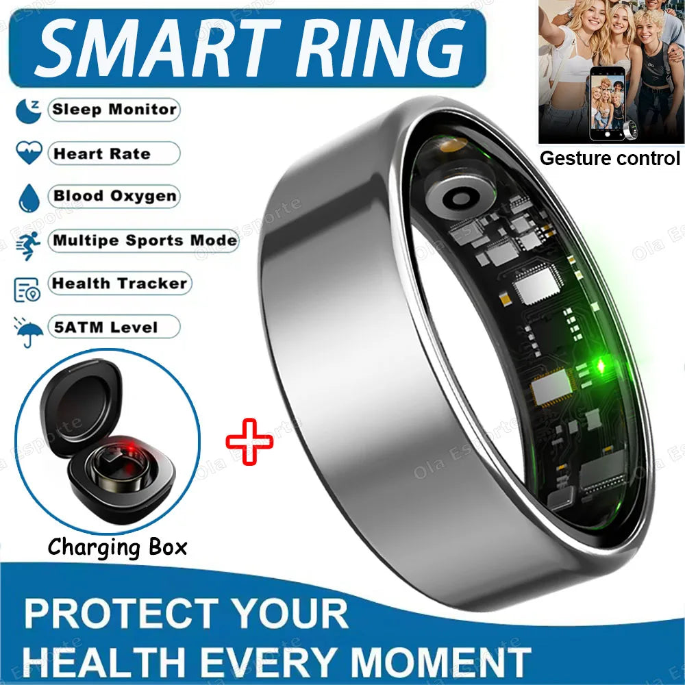 2025 Smart Ring: Heart Rate, Blood Pressure, Sleep Monitoring & Motion Tracking