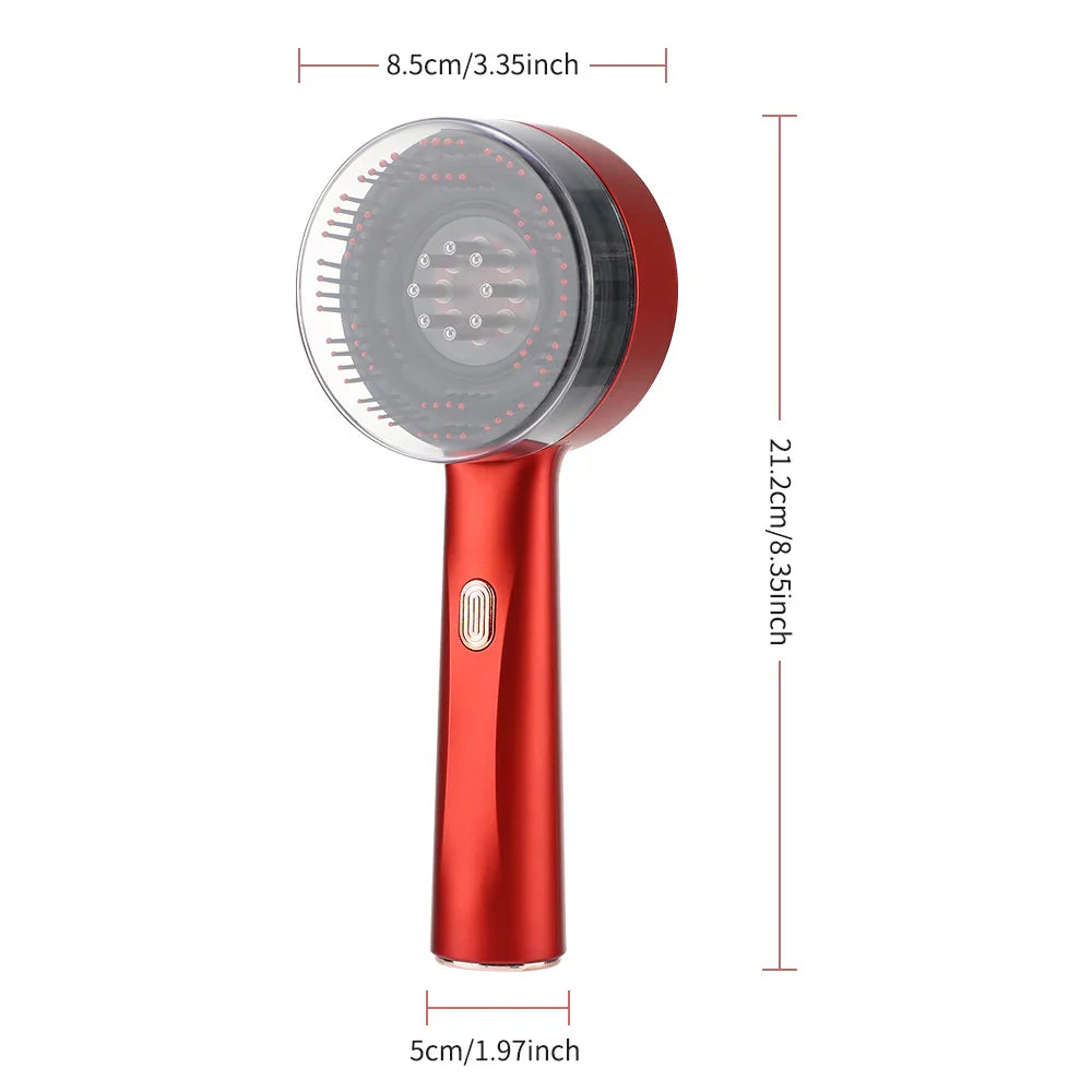 Electric Head Massager with Red Light Therapy and Hair Growth Comb