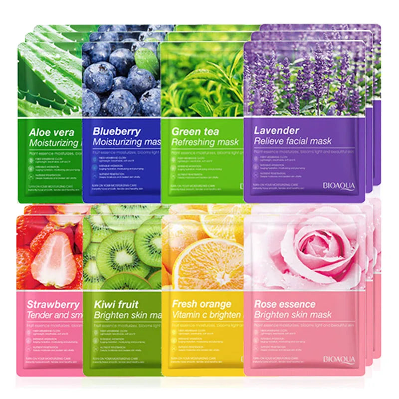 8pcs Natural Plant Face Mask - Moisturizing & Firming Korean Skincare