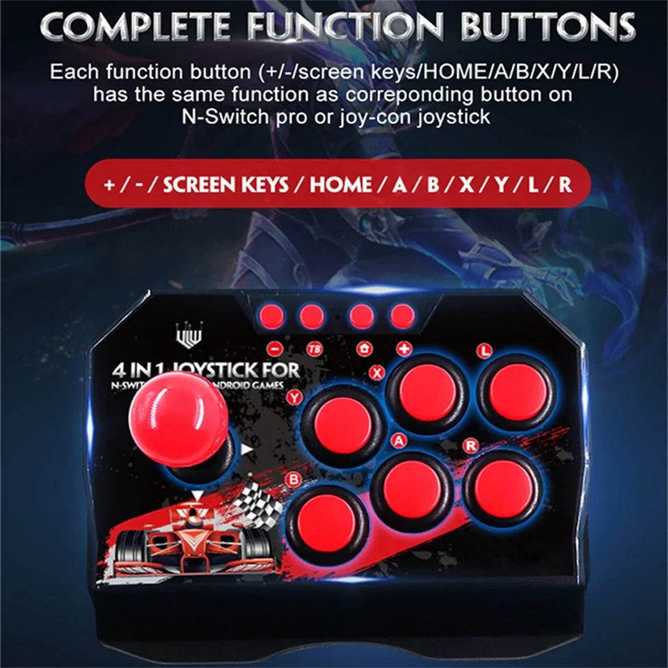 4 in 1 Retro Arcade Station Fighting Stick - USB Joystick Controller for PS3/Switch/PC/Android