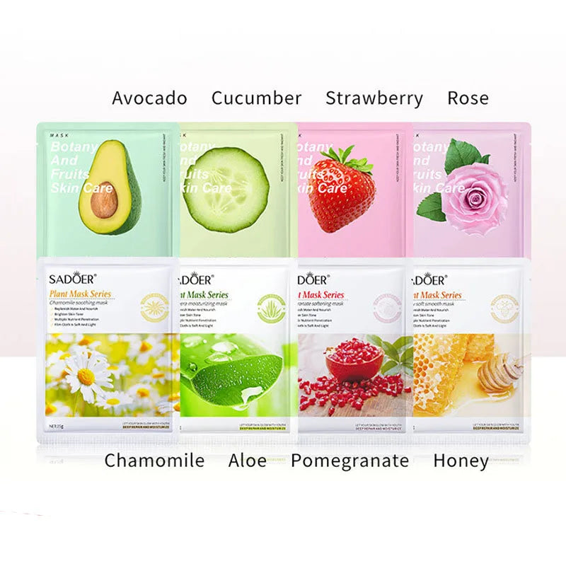 8pcs Natural Plant Face Mask - Moisturizing & Firming Korean Skincare