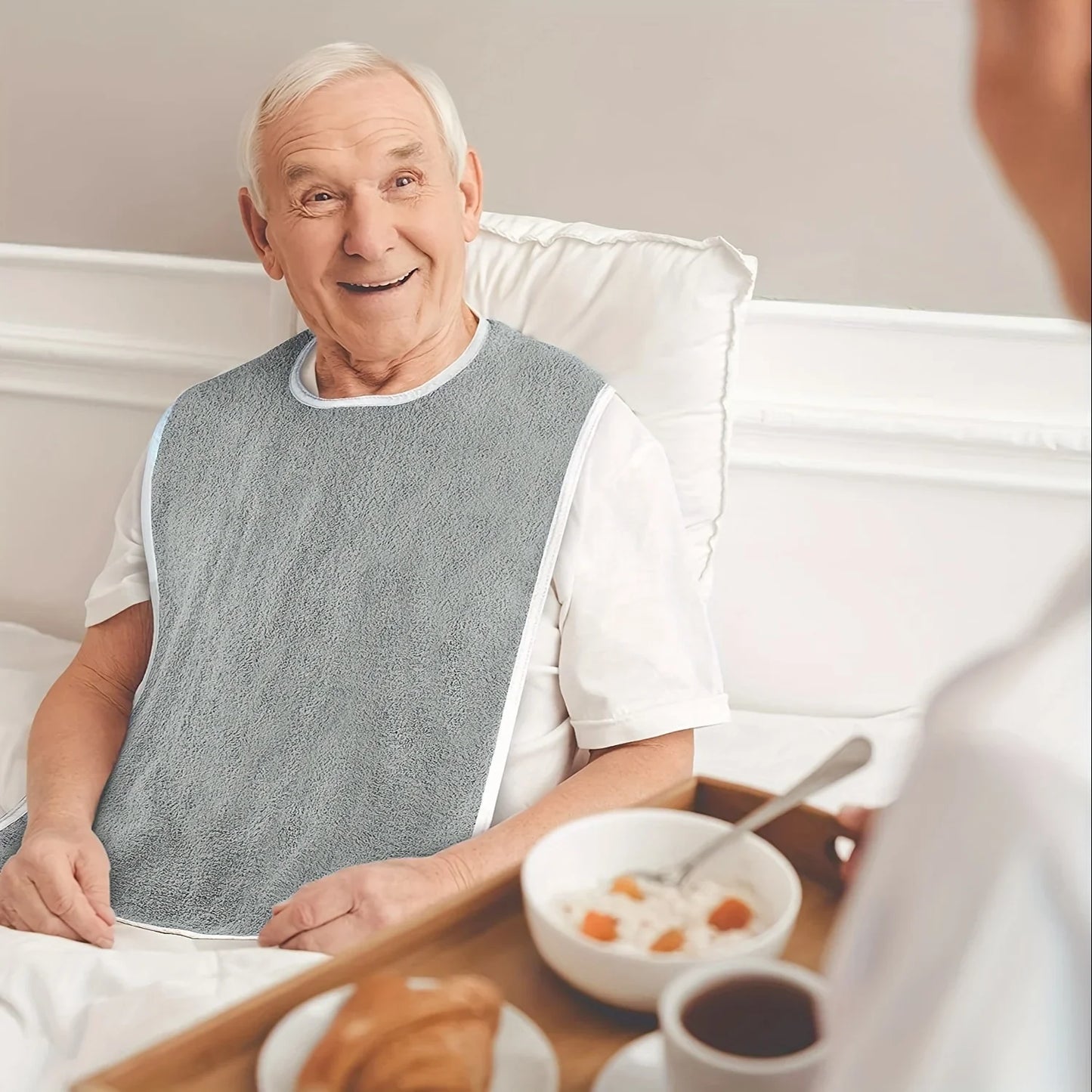 Adjustable Adult Bibs - Machine Washable, Prevents Spills & Drooling, Ideal for Elderly