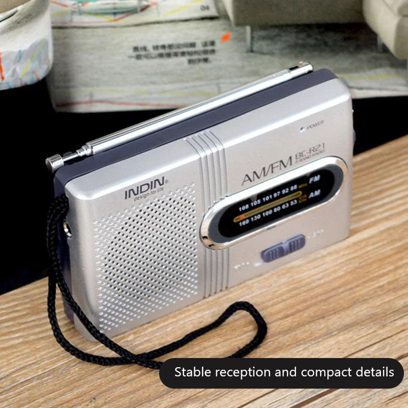 BC-R2 Portable Retro Radio with Telescopic Antenna, AM/FM Stereo