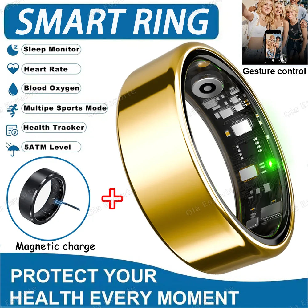 2025 Smart Ring: Heart Rate, Blood Pressure, Sleep Monitoring & Motion Tracking