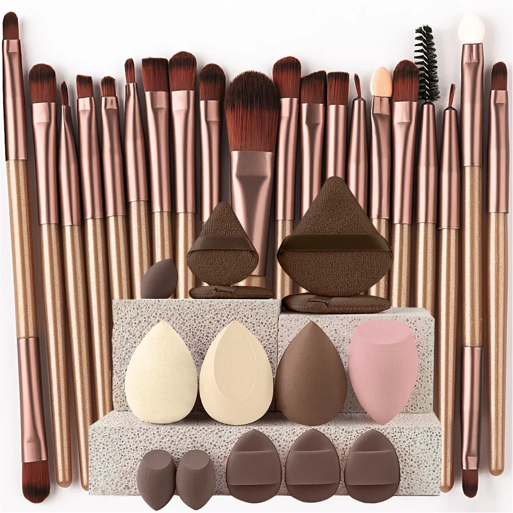 Portable 8/22/34Pcs Makeup Brush Set - Soft, Versatile Beauty Tool Kit