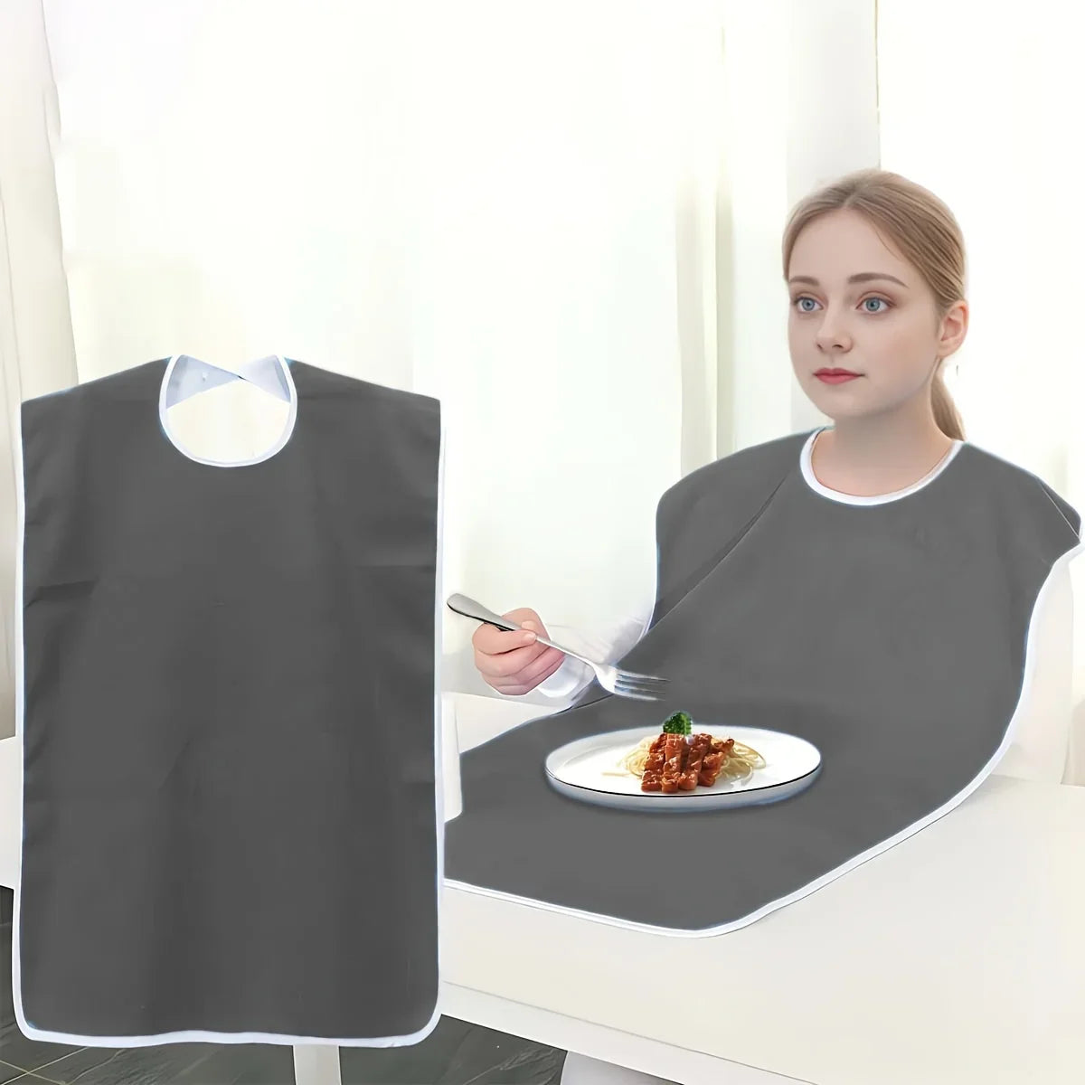 Adjustable Adult Bibs - Machine Washable, Prevents Spills & Drooling, Ideal for Elderly
