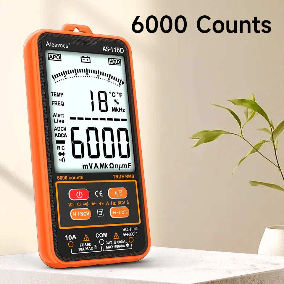 Aicevoos Digital Smart Multimeter - 6000 Counts, TRMS AC/DC Tester