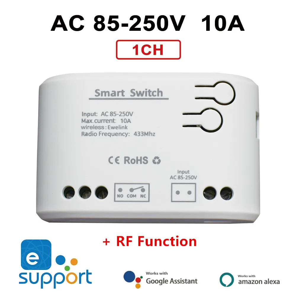 1CH RF Smart Switch - WiFi Remote Control for Garage Doors & Home Automation