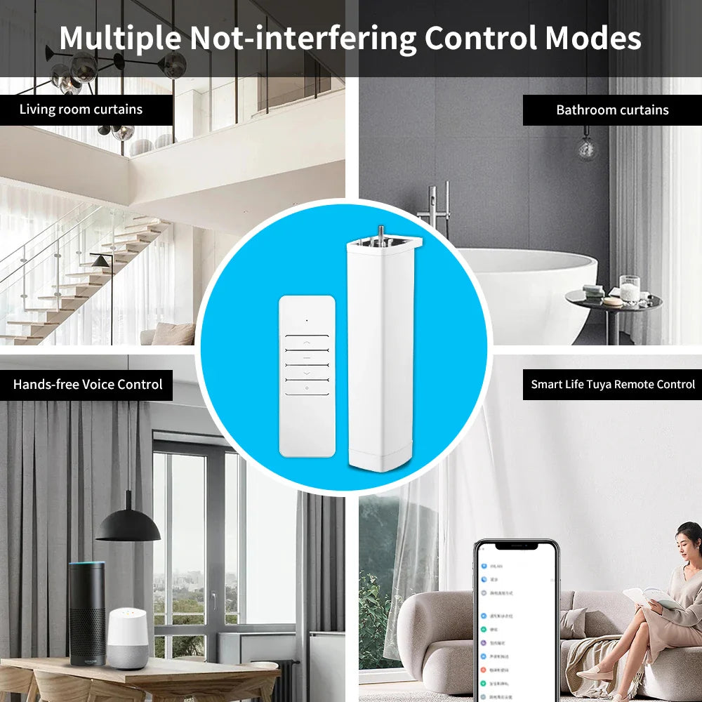 Smart Tuya Electric Curtain Motor with WiFi/Zigbee & RF Remote