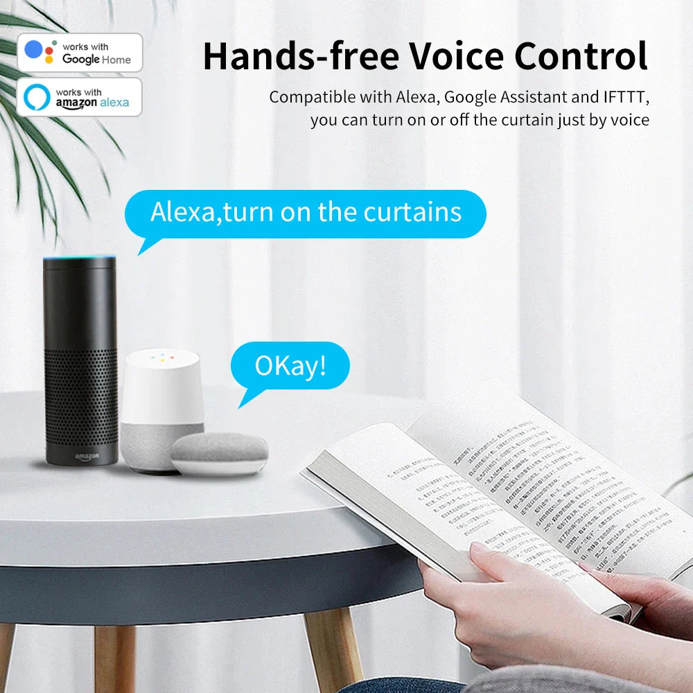 Smart Tuya Electric Curtain Motor with WiFi/Zigbee & RF Remote