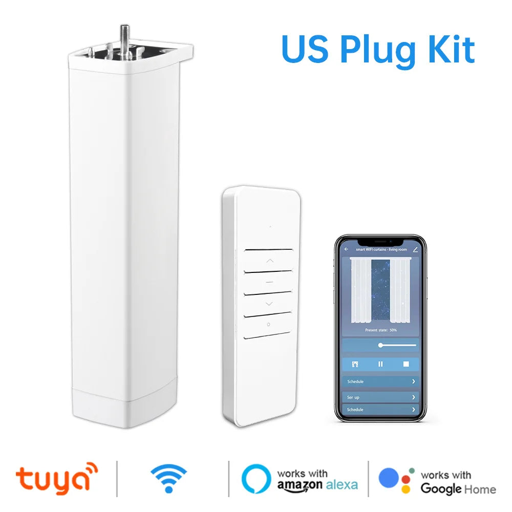 Smart Tuya Electric Curtain Motor with WiFi/Zigbee & RF Remote
