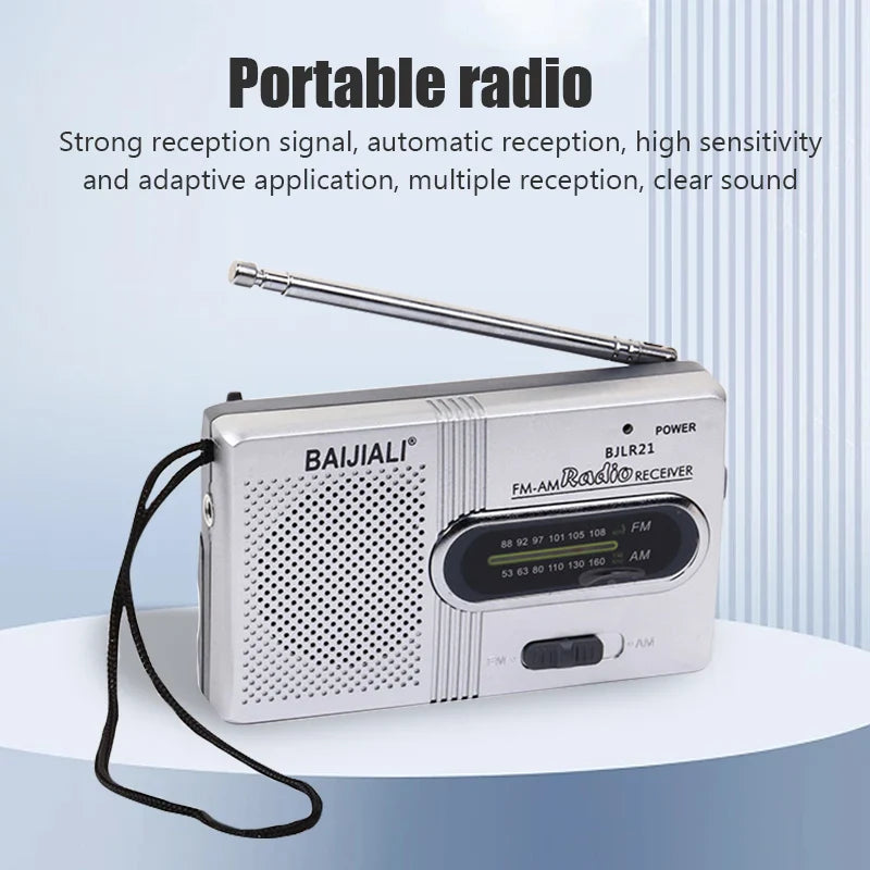 BC-R2 Portable Retro Radio with Telescopic Antenna, AM/FM Stereo