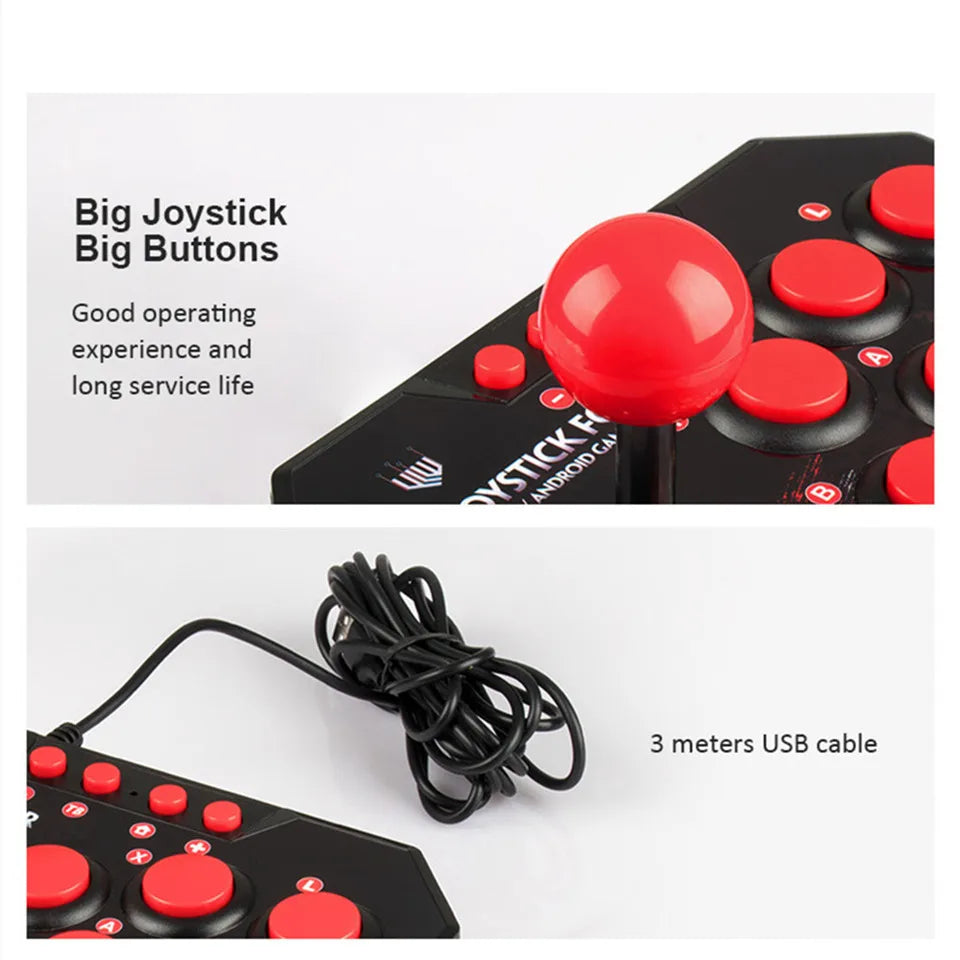 4 in 1 Retro Arcade Station Fighting Stick - USB Joystick Controller for PS3/Switch/PC/Android