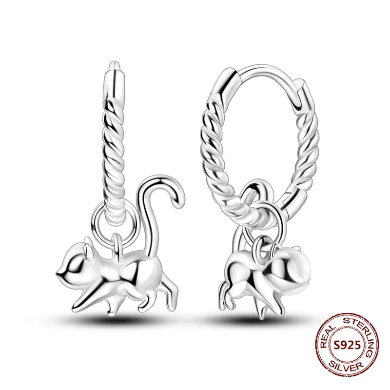 Elegant 925 Sterling Silver Dog Earrings with Zircon and Animal Designs for Women