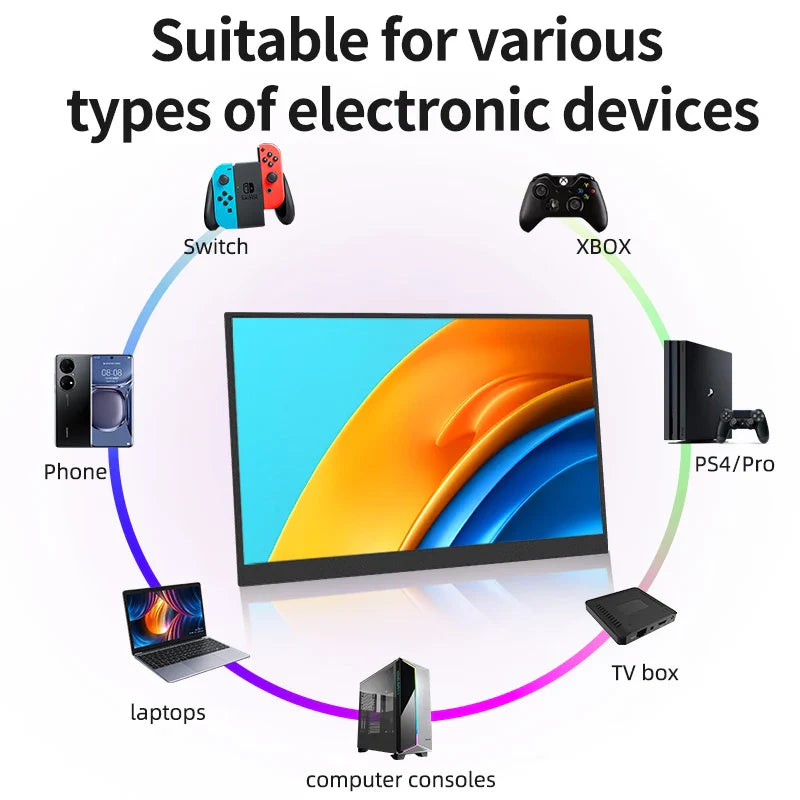 14.1 Inch Touch Screen Portable Gaming Monitor 100% sRGB, 400cd/m², HDR10