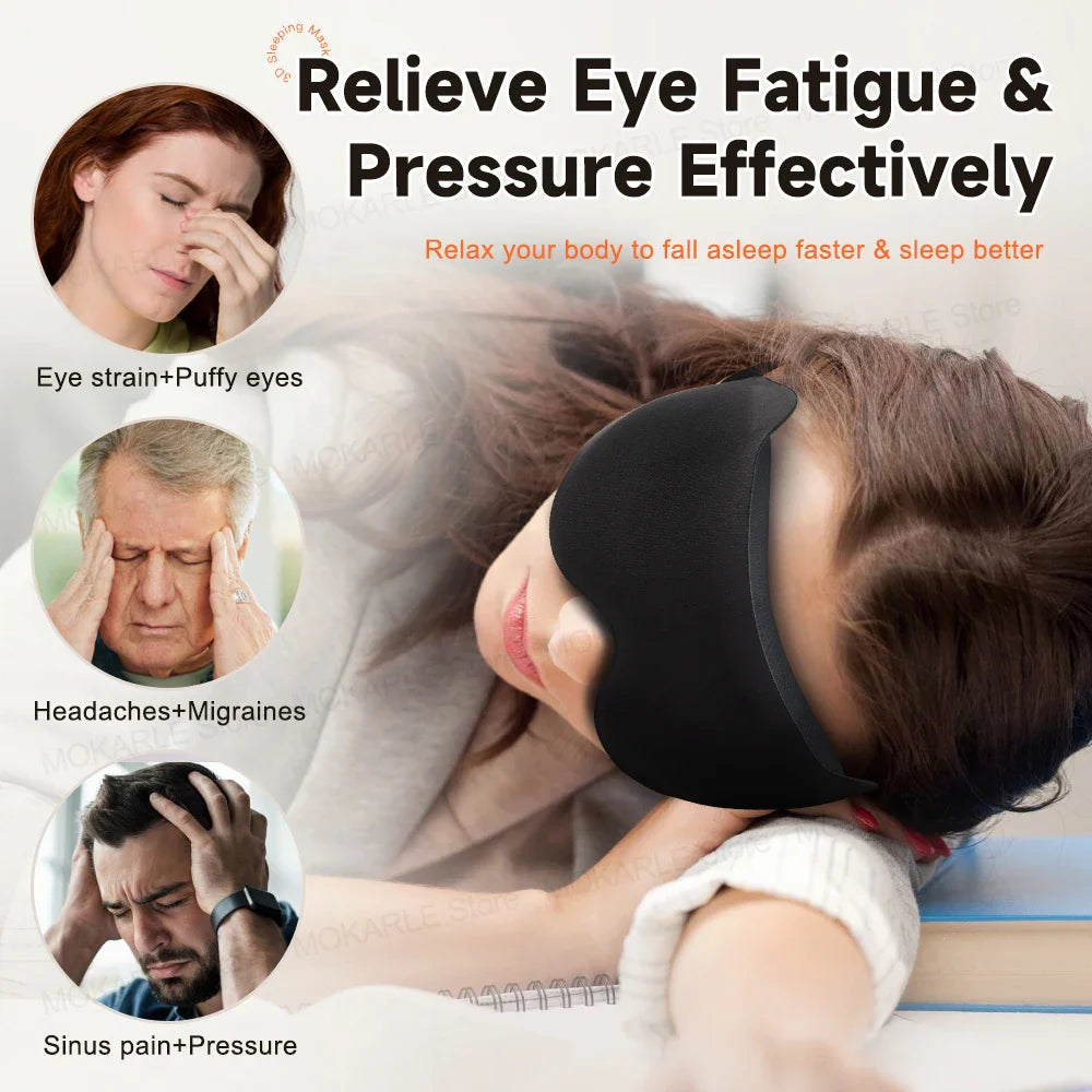 3D Sleeping Mask - Light Blocking, Soft Eye Mask for Travel & Sleep
