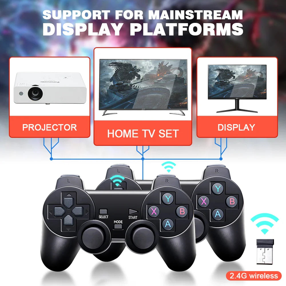 GD10 Game Stick 256G 4K HD Console with 58000 Games & Dual Wireless Controllers