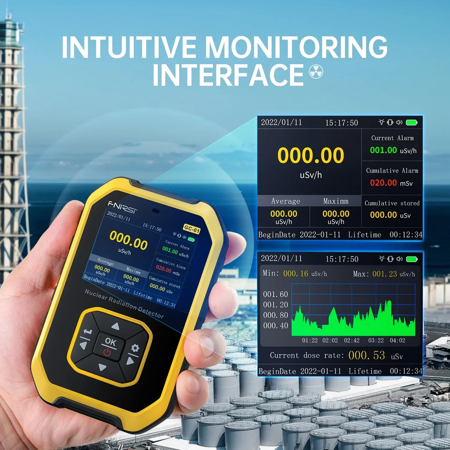 Portable Geiger Counter & Radiation Dosimeter - FNIRSI GC-01