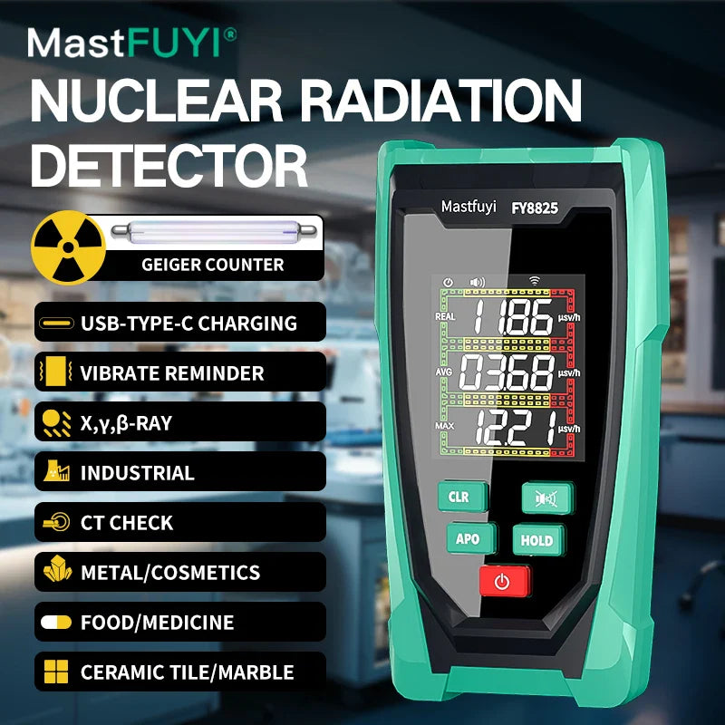 MASTFUYI Geiger Counter - Advanced Nuclear Radiation Detector with LCD Display