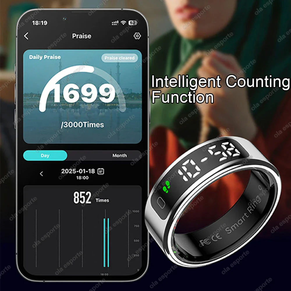 LED Display Smart Ring for Heart Rate & Blood Oxygen Monitoring | Multi Sports Mode | Waterproof