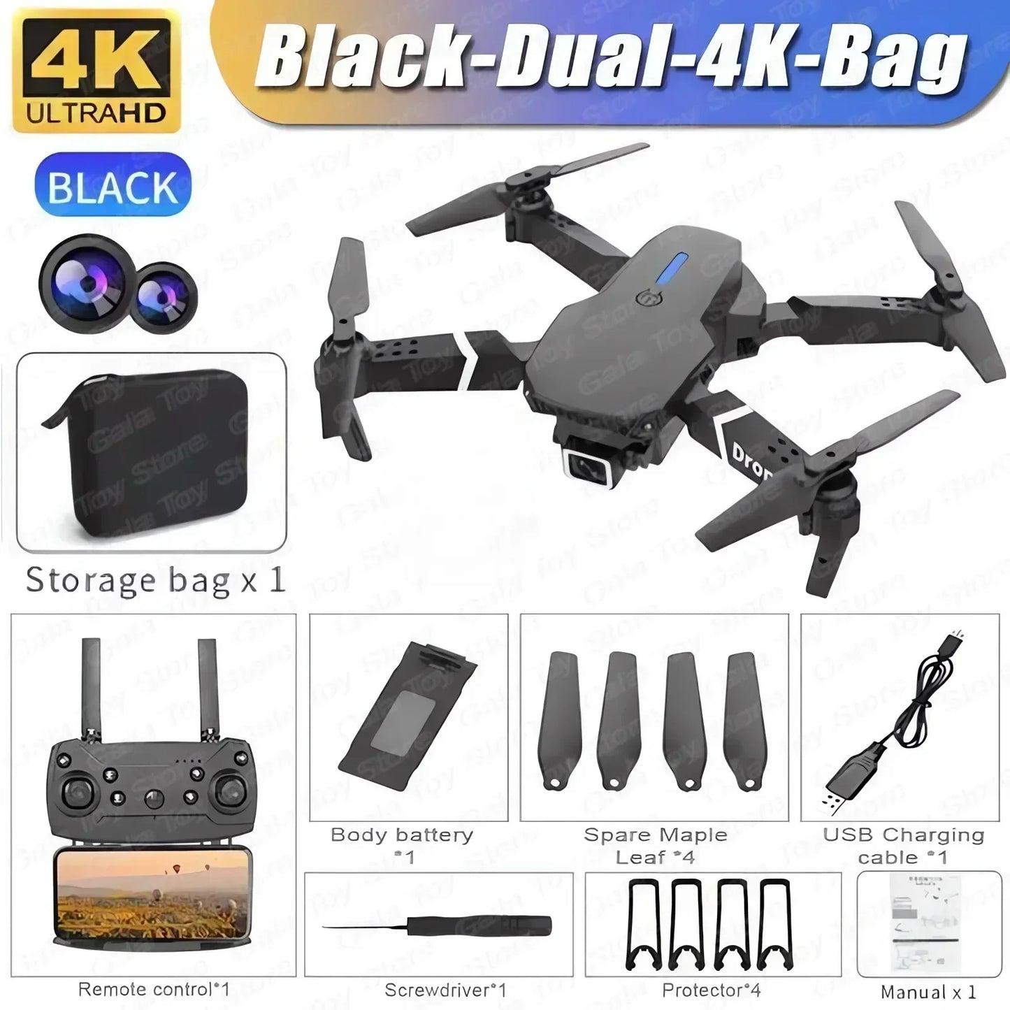 E88 Pro 4K Drone with Wide Angle Camera, Foldable Design, WiFi FPV