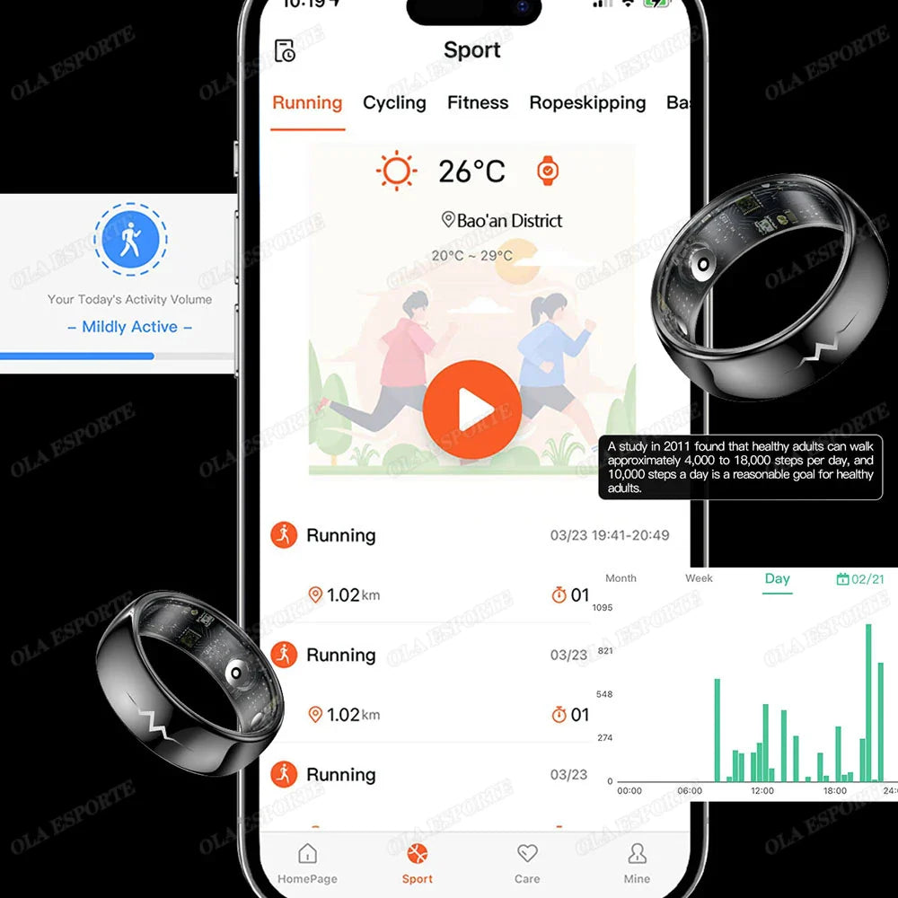 High-end ECG Blood Oxygen Health Smart Ring - 5ATM Waterproof & Multi-Sport Modes