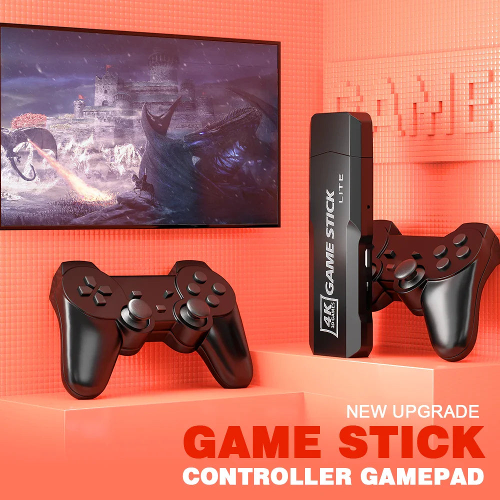 GD10 Game Stick 256G 4K HD Console with 58000 Games & Dual Wireless Controllers