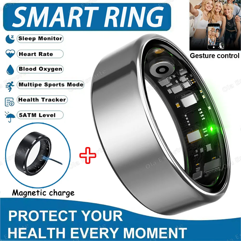 2025 Smart Ring: Heart Rate, Blood Pressure, Sleep Monitoring & Motion Tracking