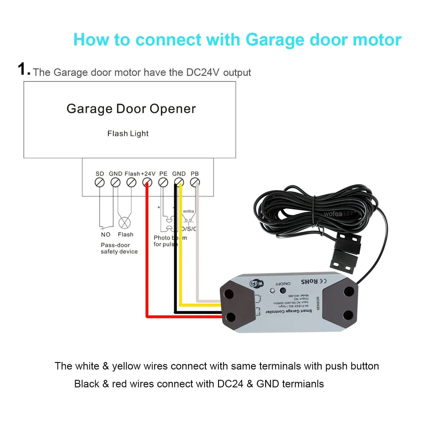 WiFi Garage Door Controller with Alexa & Google Home Compatibility