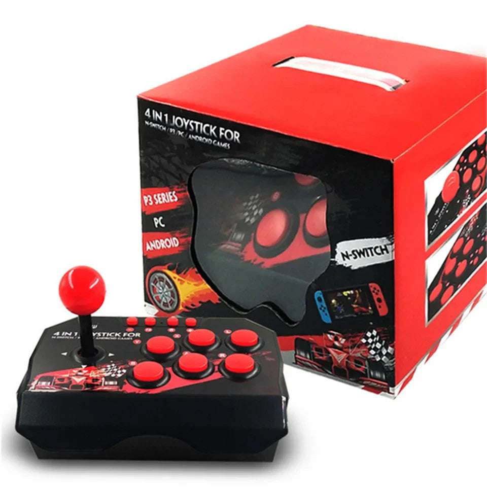 4 in 1 Retro Arcade Station Fighting Stick - USB Joystick Controller for PS3/Switch/PC/Android