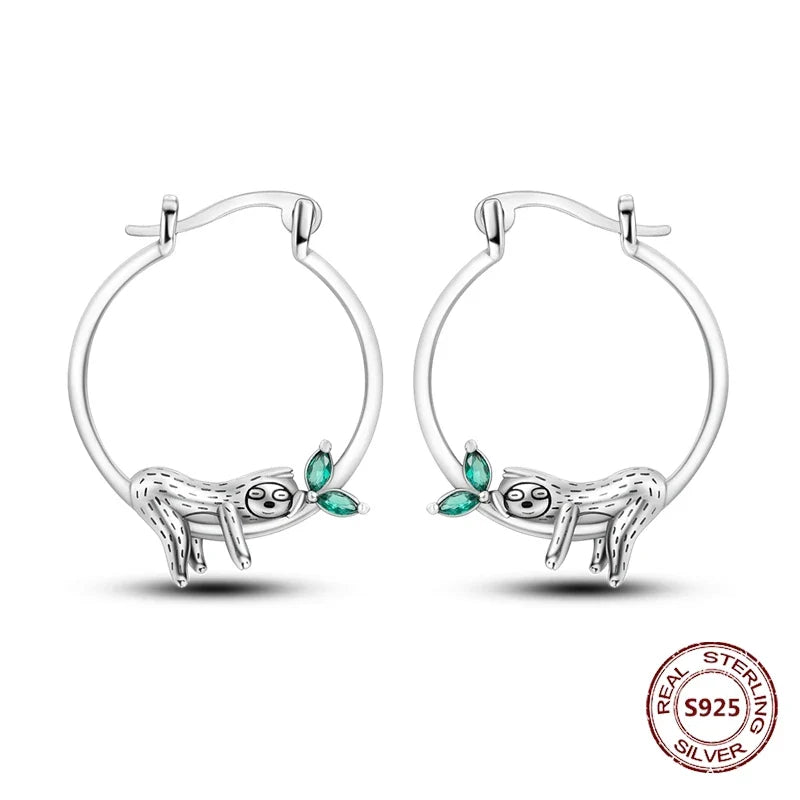Elegant 925 Sterling Silver Dog Earrings with Zircon and Animal Designs for Women