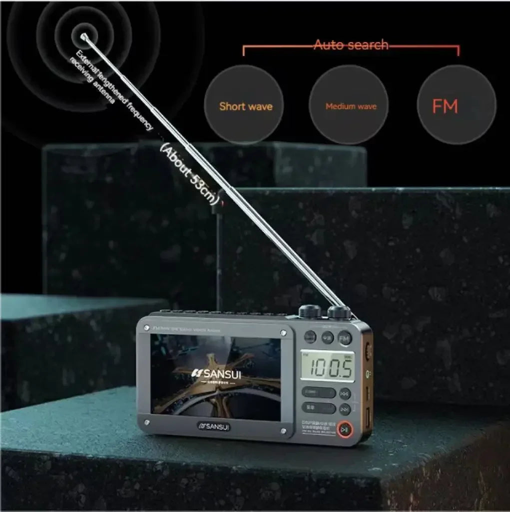 Portable 7-inch LED Display Radio with Bluetooth, MP4 & E-books