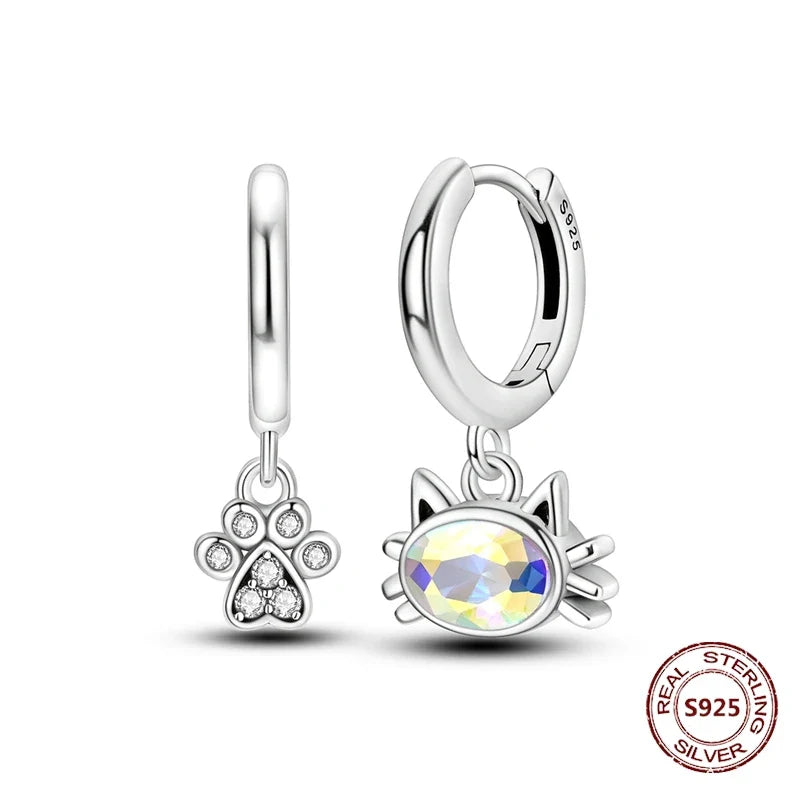 Elegant 925 Sterling Silver Dog Earrings with Zircon and Animal Designs for Women
