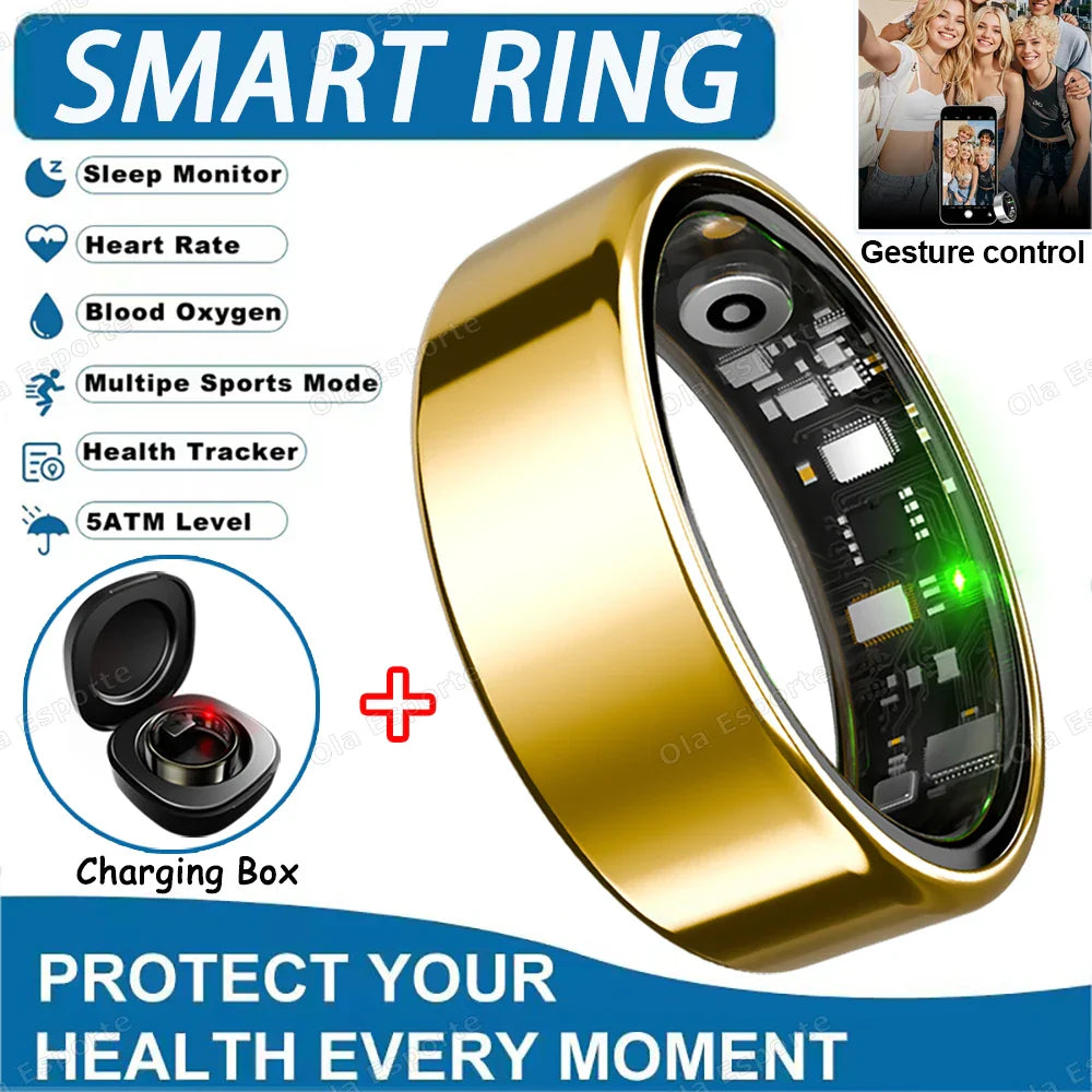 2025 Smart Ring: Heart Rate, Blood Pressure, Sleep Monitoring & Motion Tracking