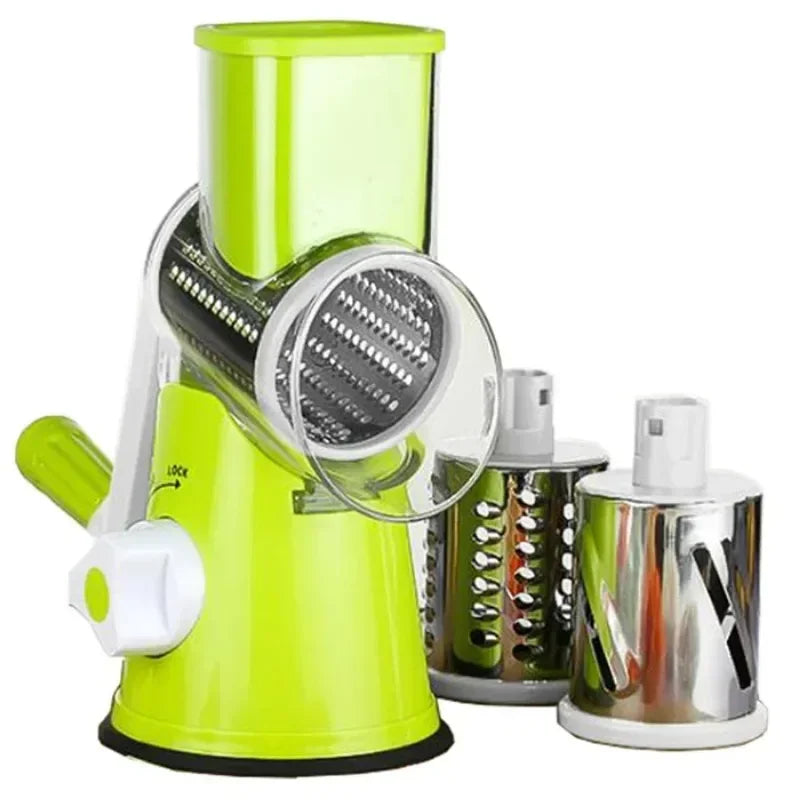 Manual Vegetable Cutter & Slicer - Multifunctional Cheese & Garlic Shredder with 3 Sharp Drums