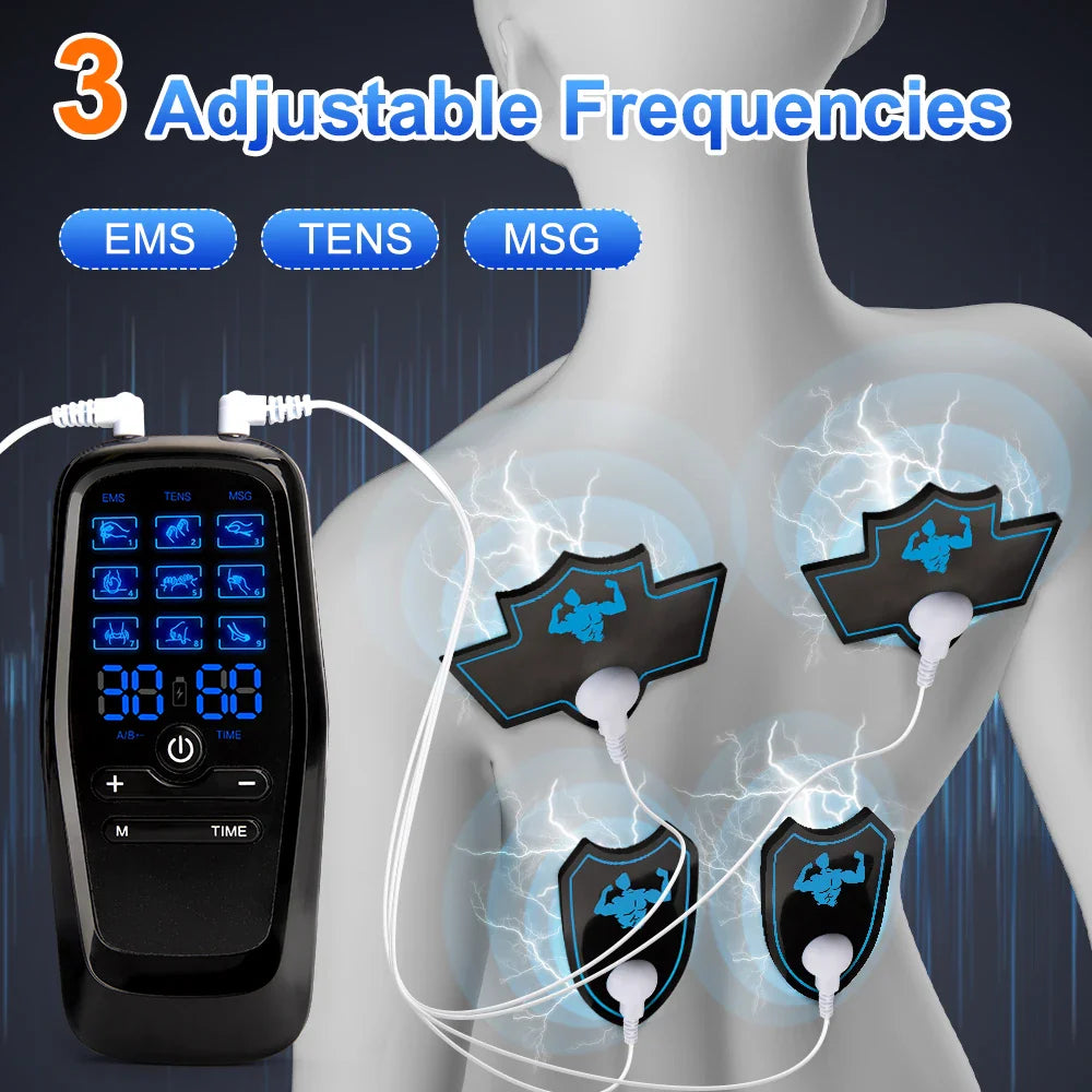 EMS Electric Muscle Stimulator USB Tens Unit Massager - Portable & USB Rechargeable