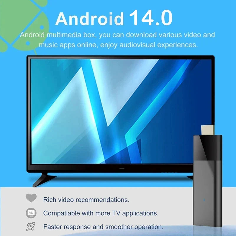 Mini Q12 8K Android TV Stick | Android 14 | Dual WiFi | Voice Remote