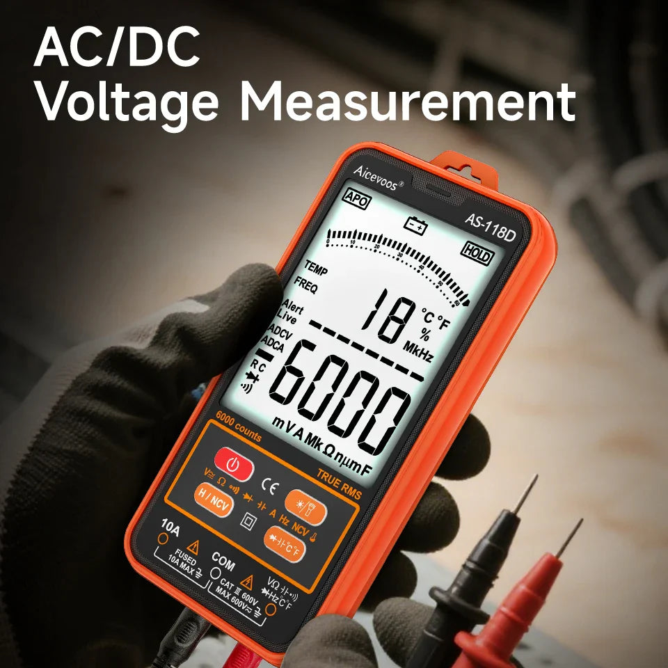 Aicevoos Digital Smart Multimeter - 6000 Counts, TRMS AC/DC Tester