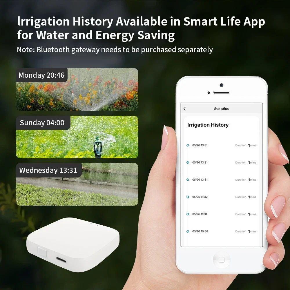 Smart Tuya Bluetooth Garden Water Timer - Alexa Compatible, Rain Delay, Automatic Irrigation