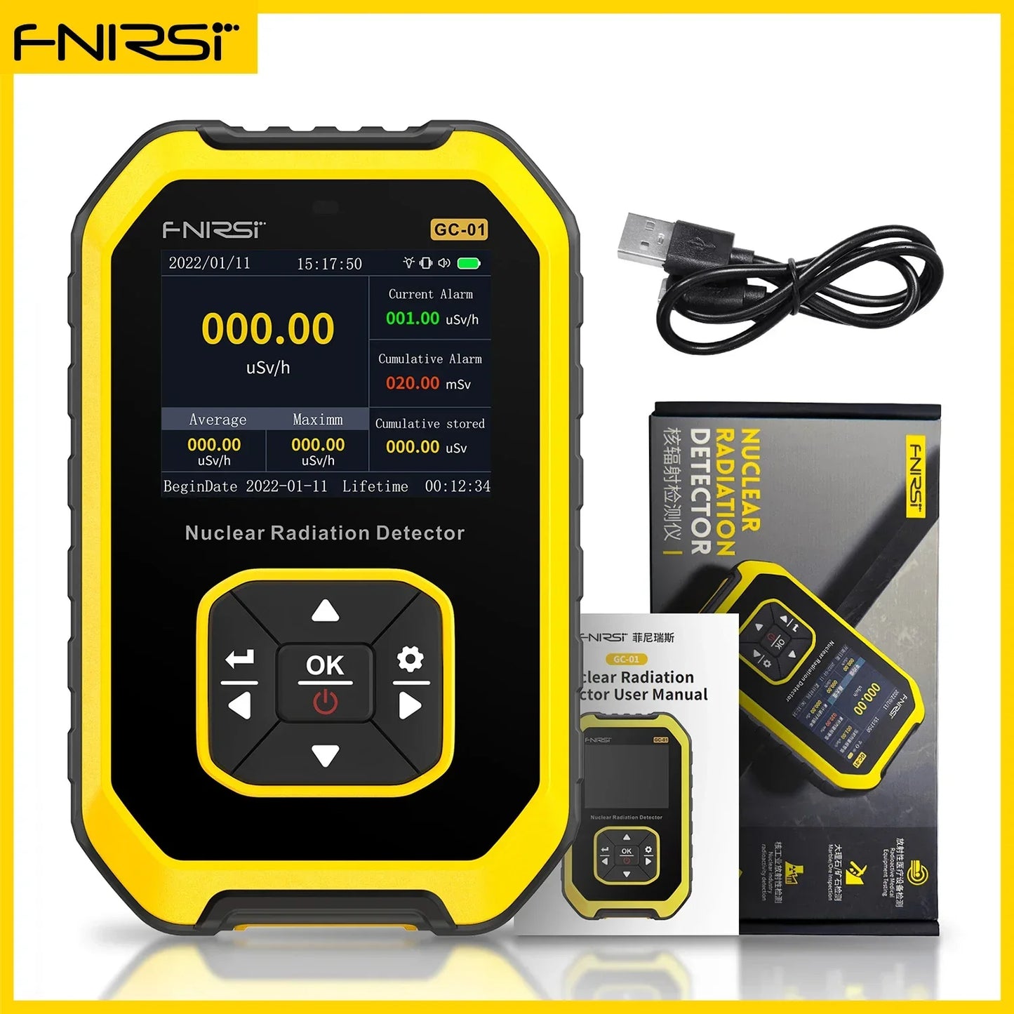 Portable Geiger Counter & Radiation Dosimeter - FNIRSI GC-01