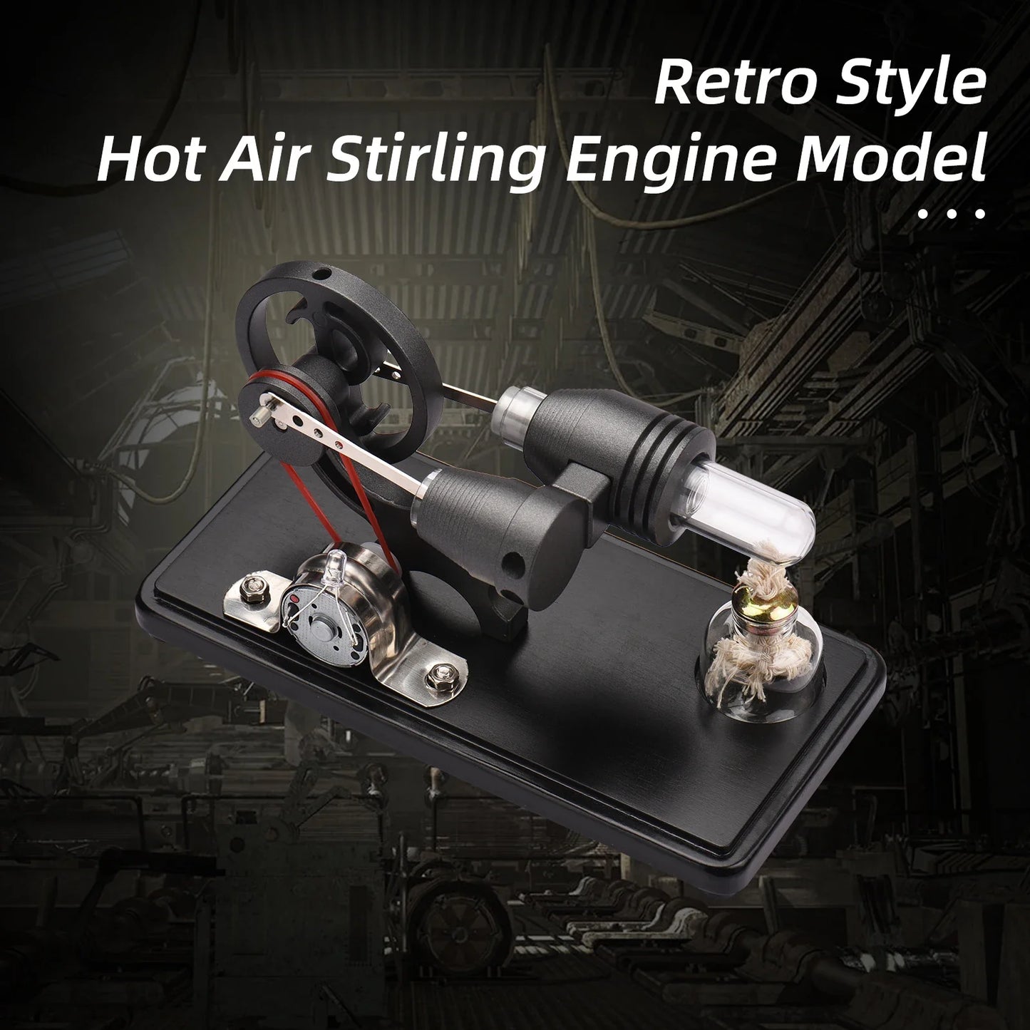 DIY Education Toy - Hot Air Stirling Engine Generator with LED & Flywheel Design