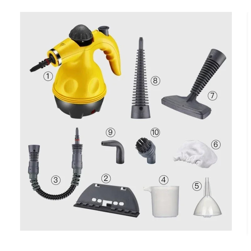 High Temperature Multi Purpose Steam Cleaner with 9 Accessories for Carpets, Curtains, and Car Seats