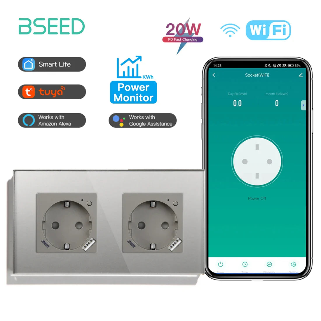 BSEED Smart Wifi Wall Socket
