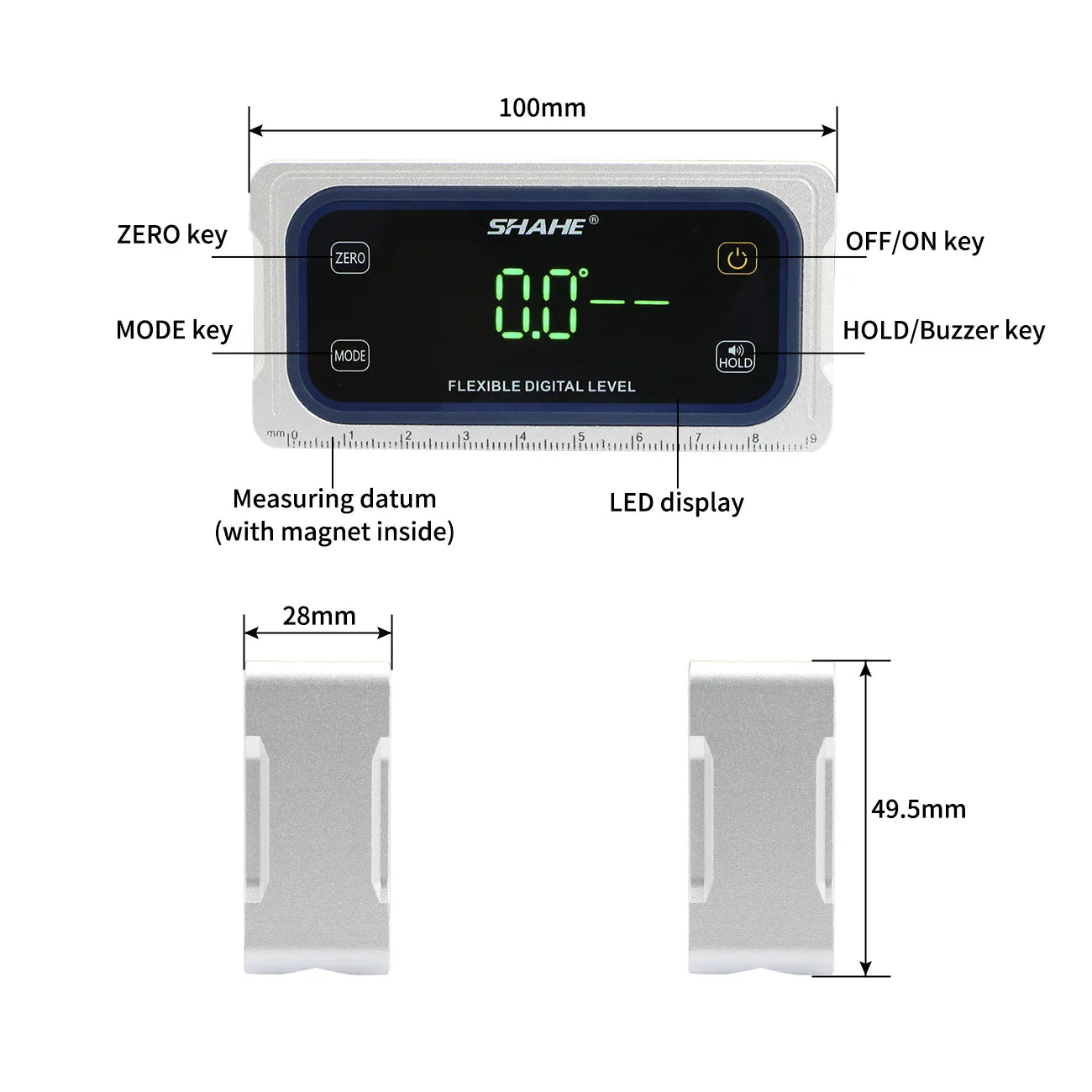 SHAHE Touch Digital Inclinometer,Single Axis 4x90°/Dual Axis ±60°,Buzzer Alarm, Dual Mode, 3-Unit for Woodworking,Table Saw