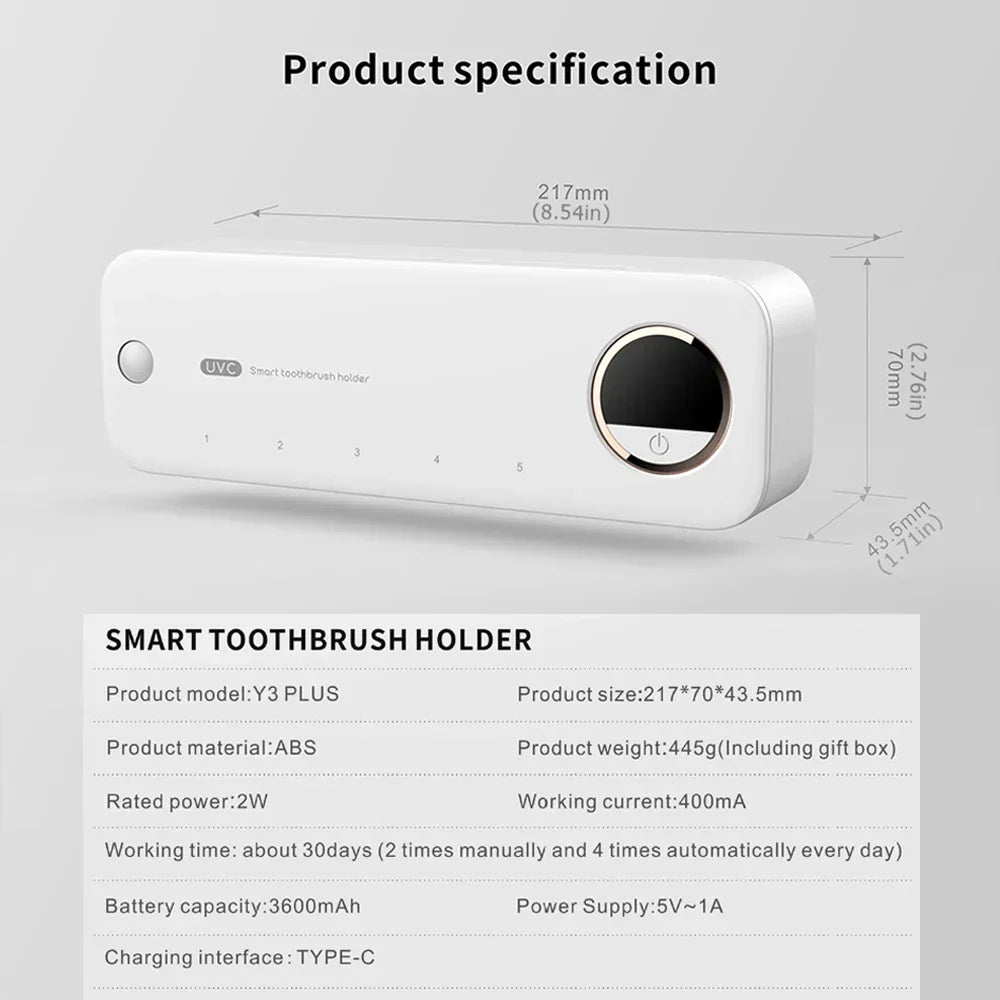 Xiaomi UV Toothbrush Holder Sterilizer with LED Display - Wall-Mount, Rechargeable
