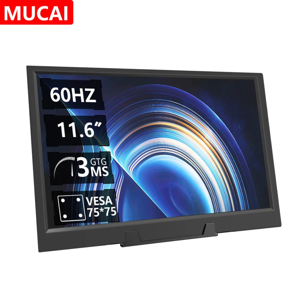 MUCAI 11.6" Portable Monitor - 60Hz, Type-C, Compatible with Xbox, PS4/5, Switch & More