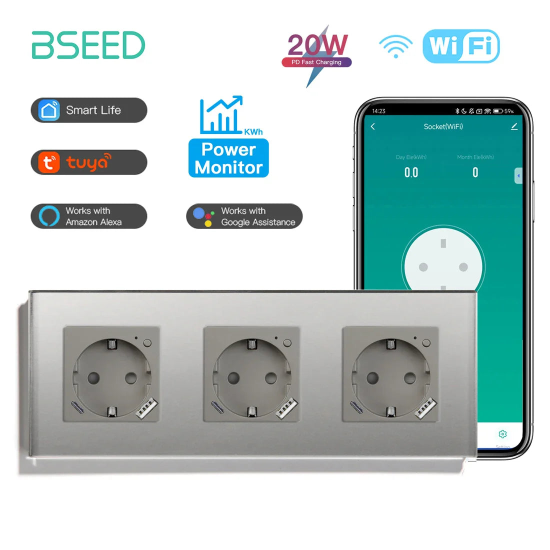 BSEED Smart Wifi Wall Socket