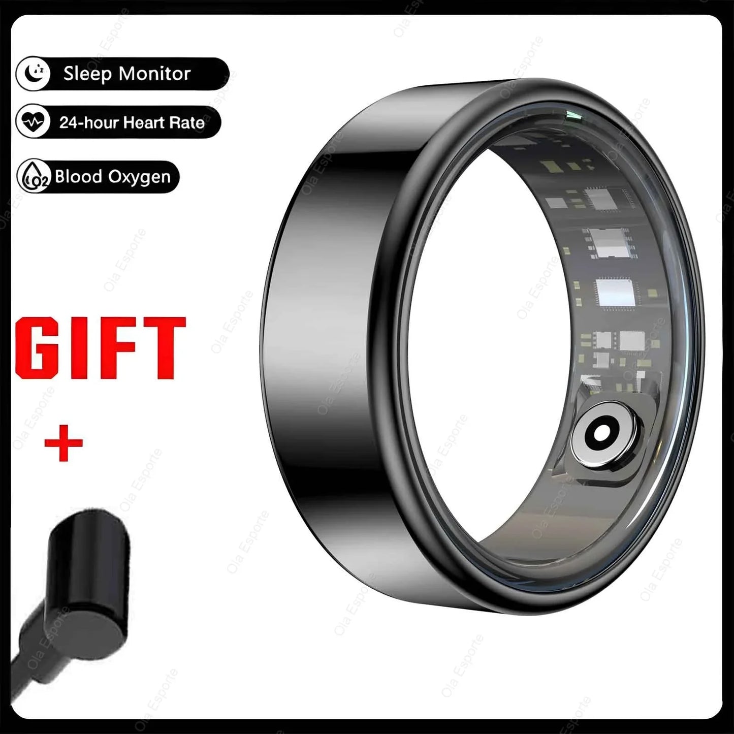 Smart Ring with Heart Rate, Sleep Monitoring & Multiple Sports Modes - Waterproof Fitness Ring