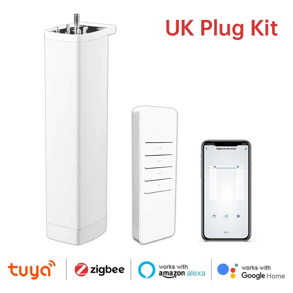 Smart Tuya Electric Curtain Motor with WiFi/Zigbee & RF Remote