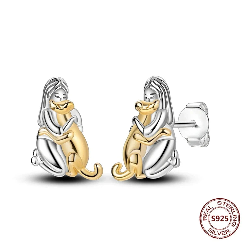 Elegant 925 Sterling Silver Dog Earrings with Zircon and Animal Designs for Women